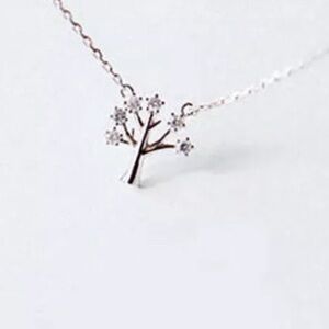 Sterling silver Tree Crystal  Pendant Necklace
